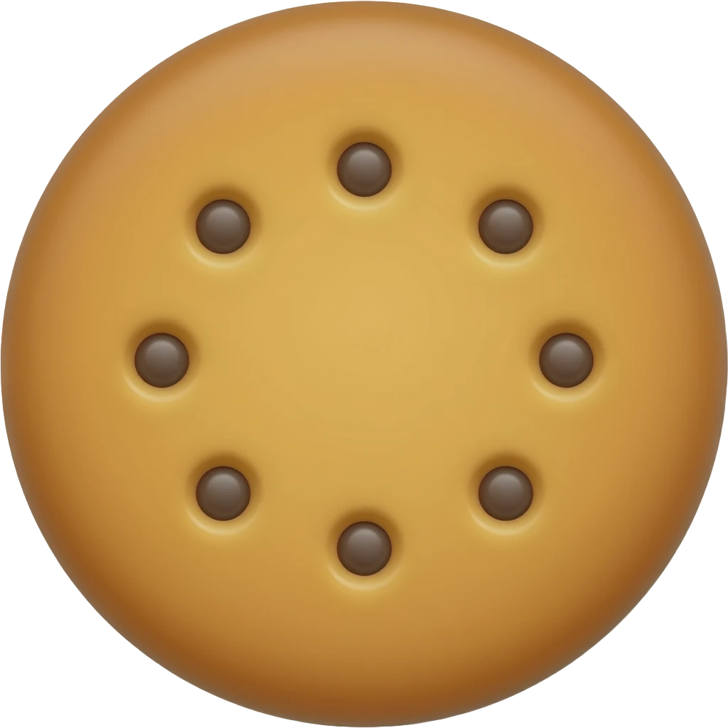Cookie shaped like a button emoji