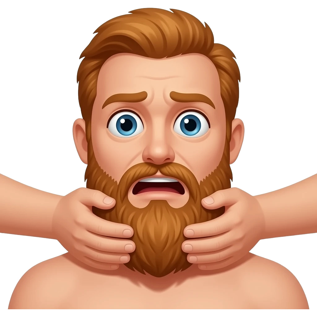 Choke neck with hands scared naked man with long red beard emoji