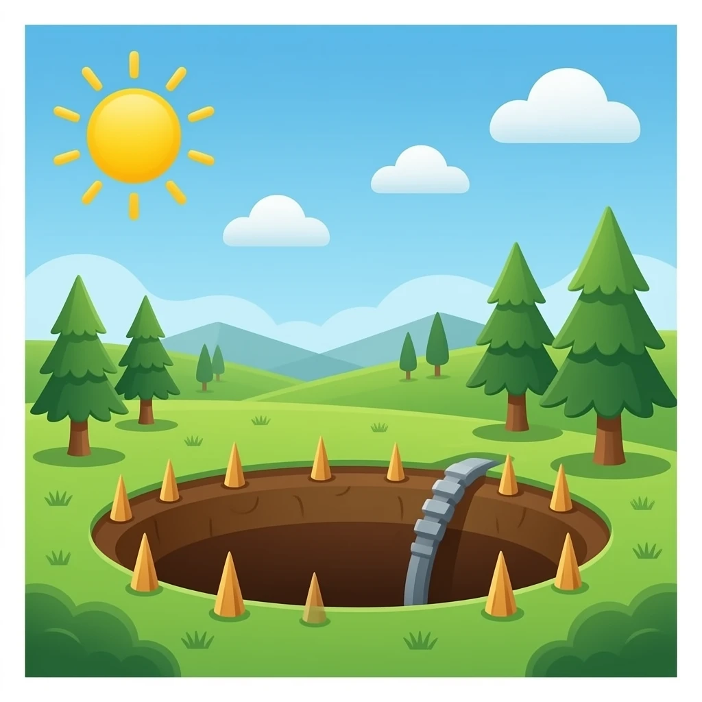 wooden spikes at the bottom of pit emoji