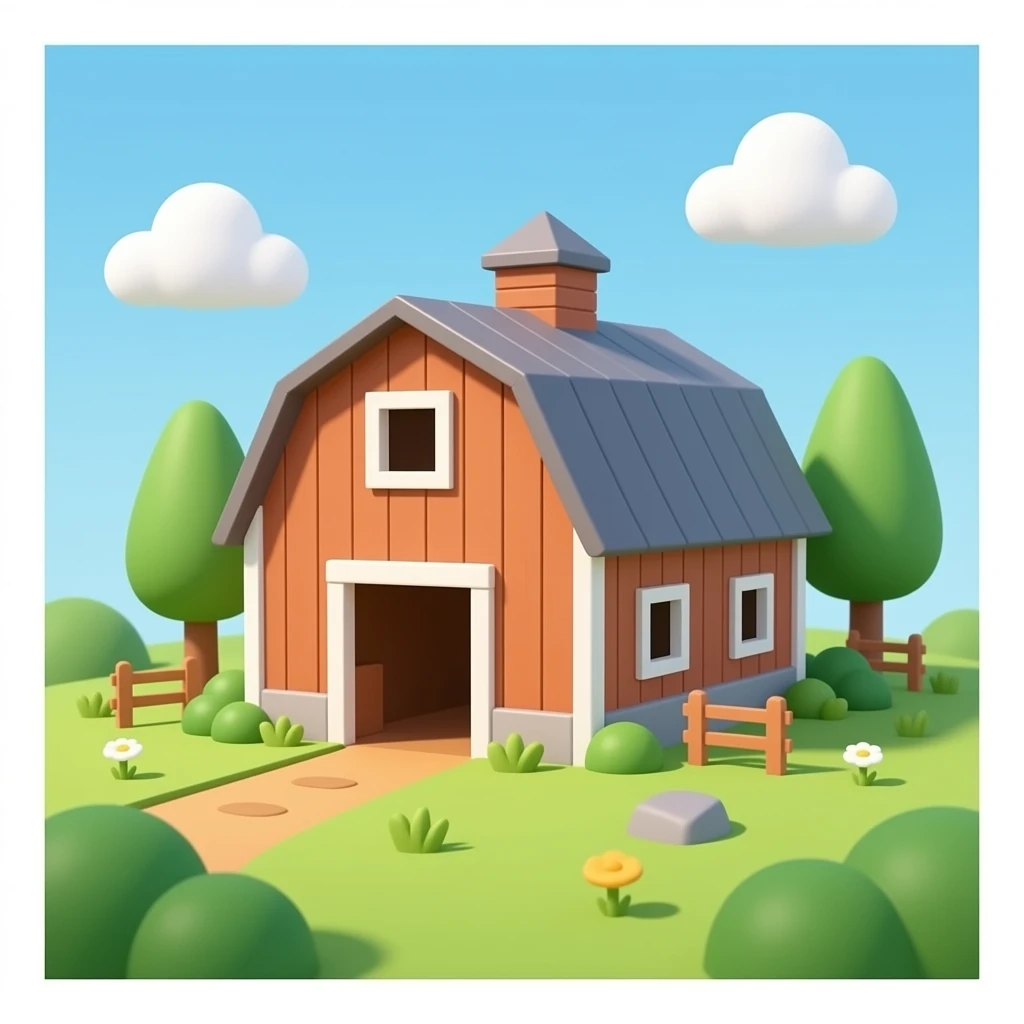 Barn emoji  3d building no background emoji
