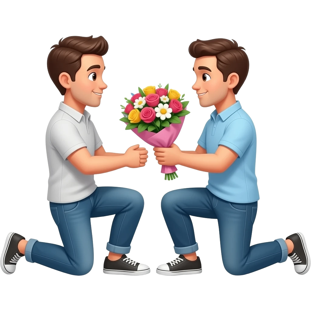 남자친구가 나한테 꽃다발로 프로포즈하는 이모티콘 emoji