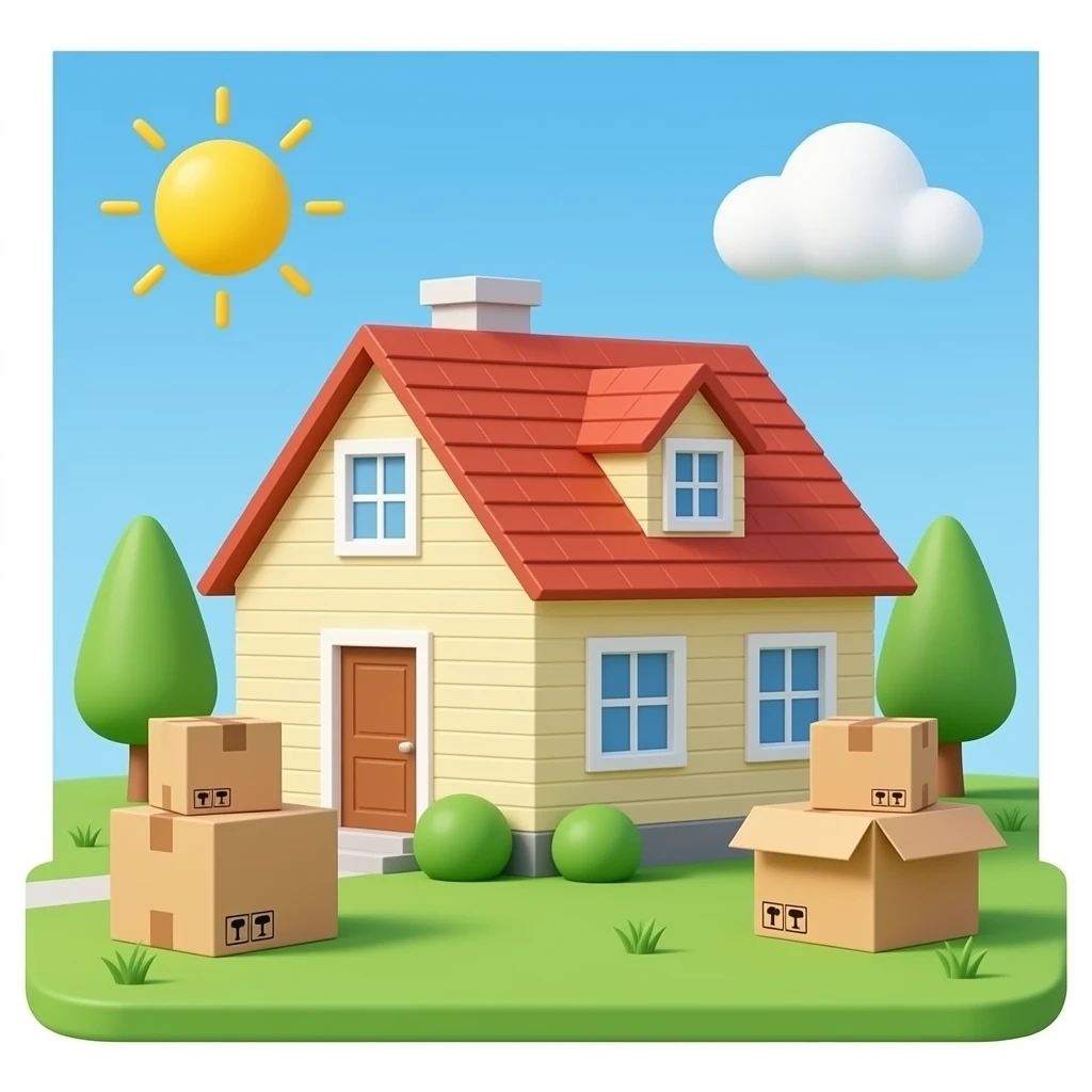 House and moving boxes emoji