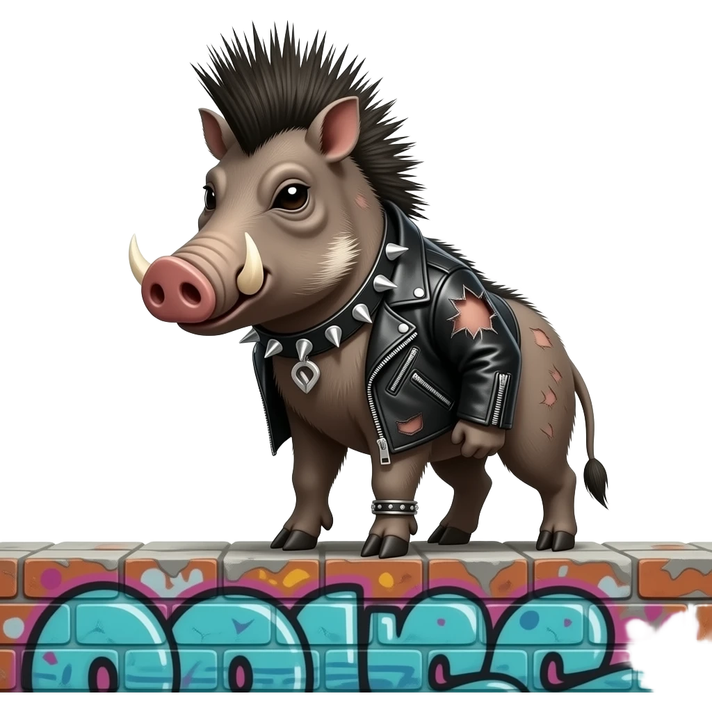 Punk rock warthog with a Mohawk emoji