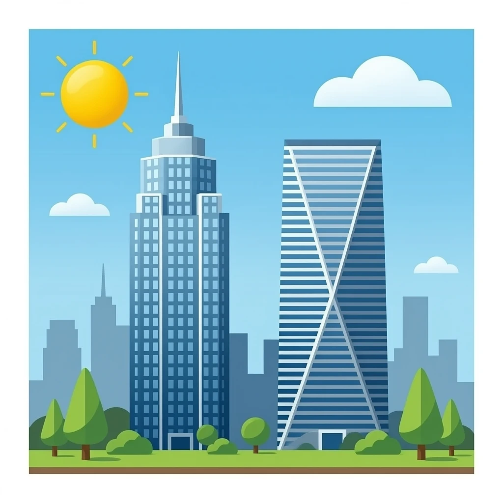 two blue skyscraper emoji