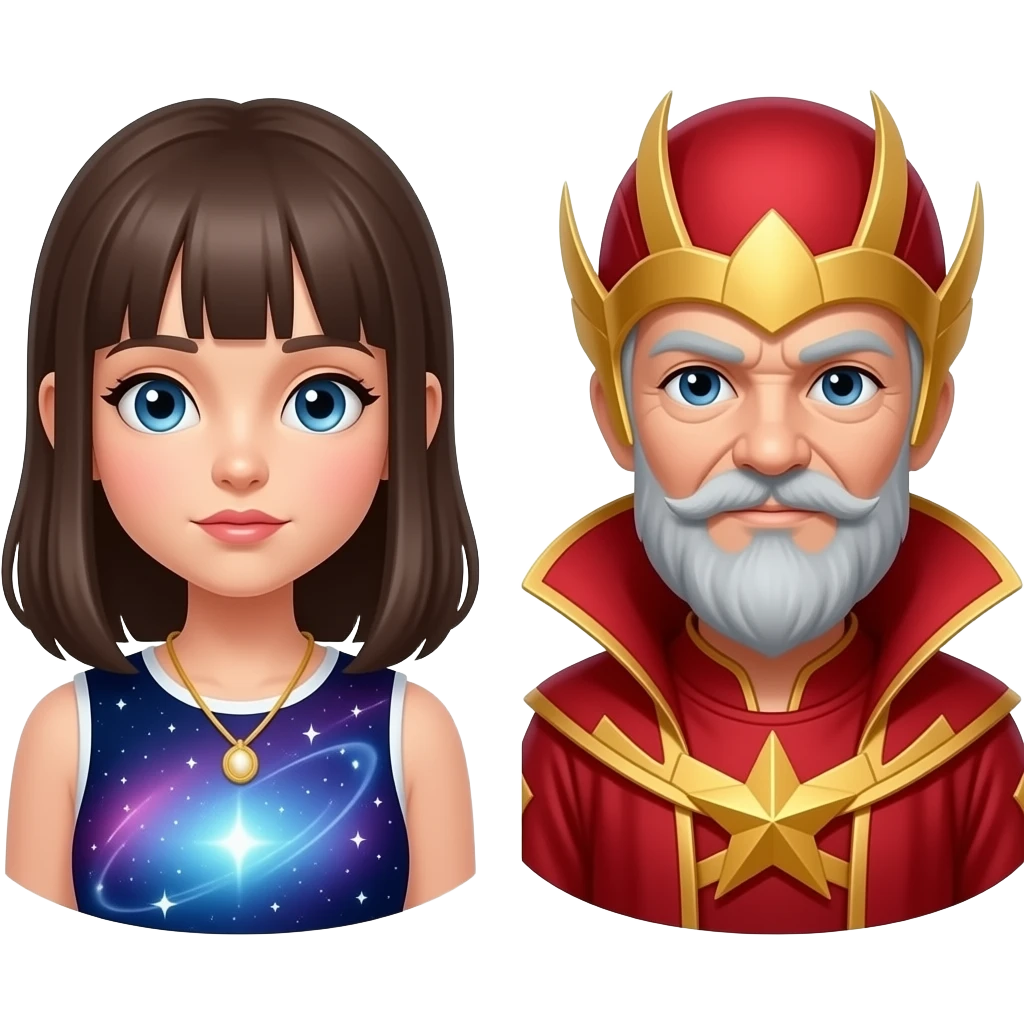 撅着嘟嘟嘴的女孩和一位宇宙红衣宗师 emoji