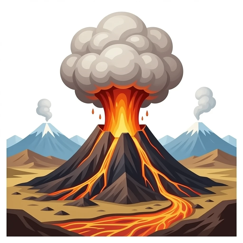 Извергающий огромный вулкан emoji