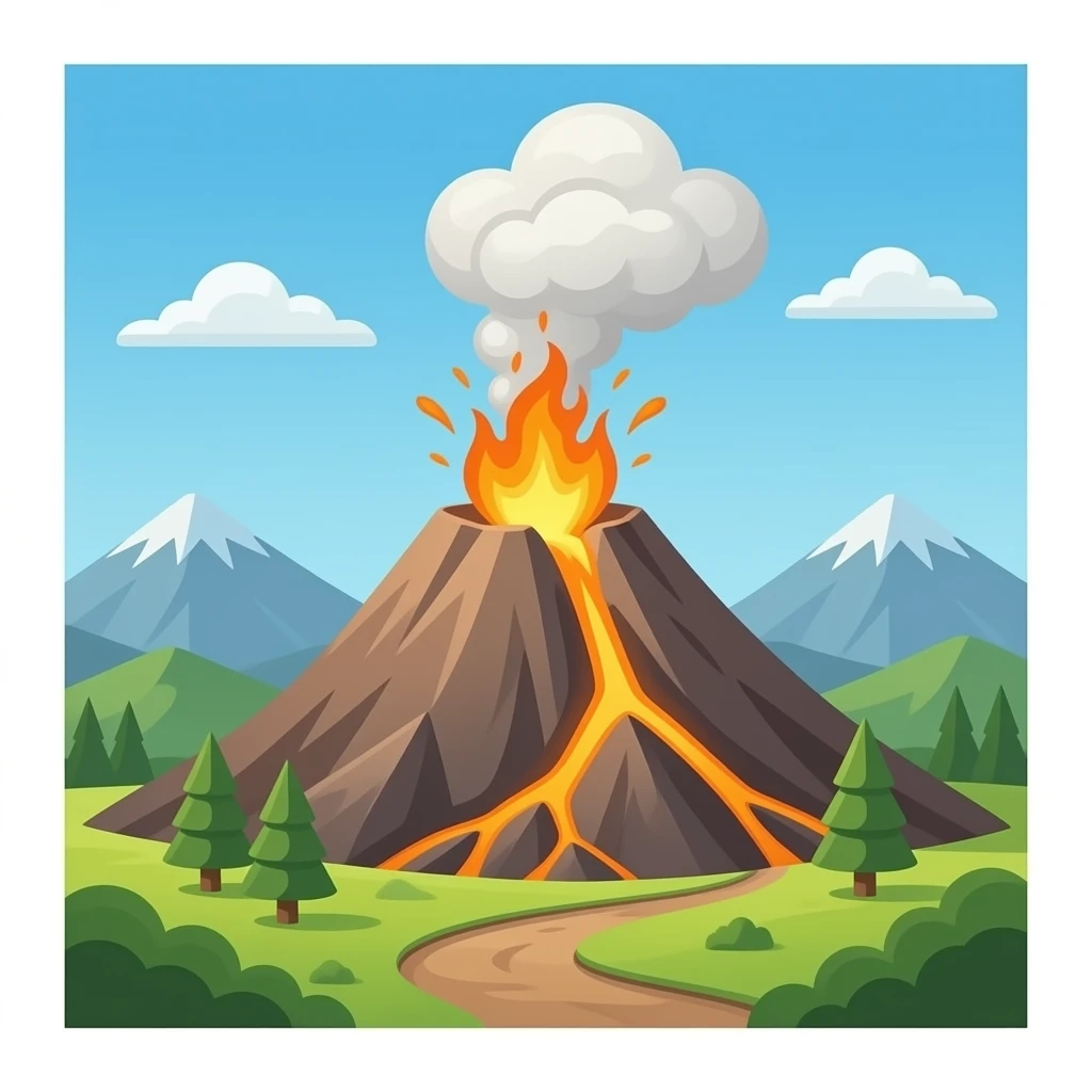 вулкан светлый на белом фоне emoji