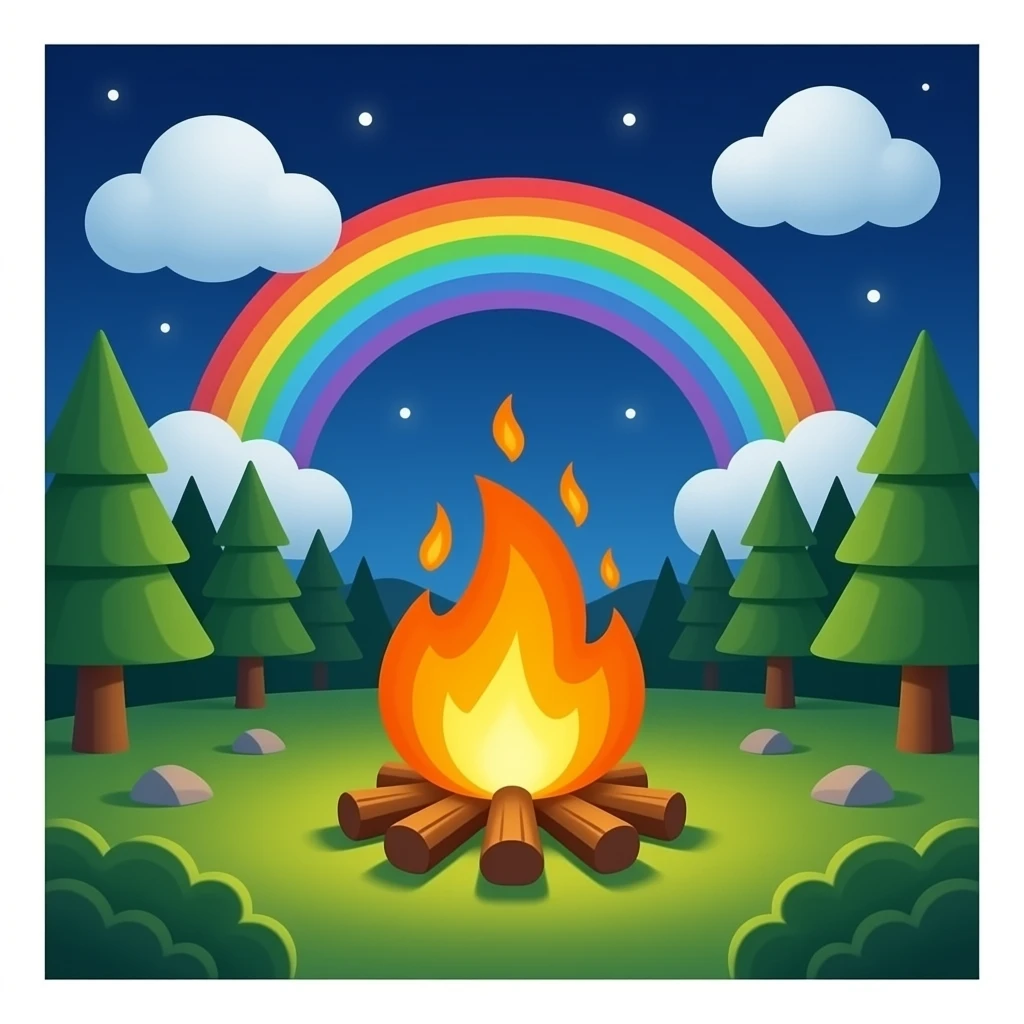 Rainbow bonfire emoji