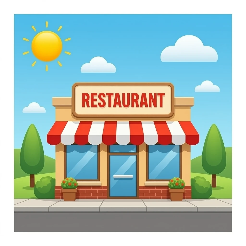 tienda enfrente de restaurante emoji