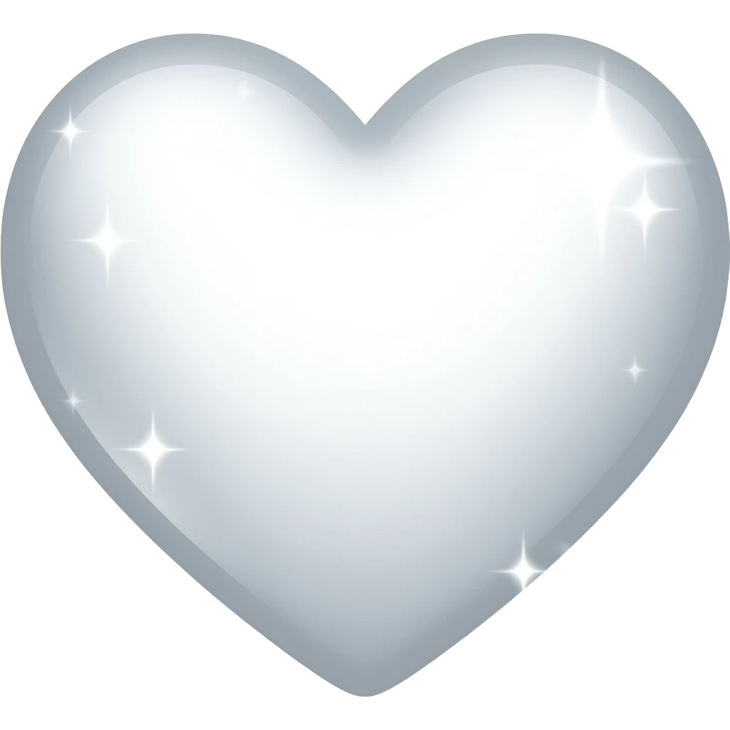 A white heart with bright sparkles emoji