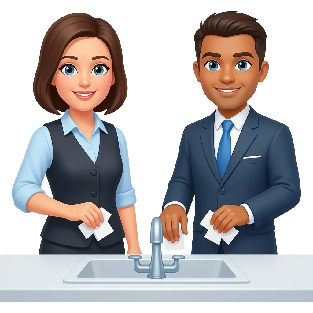 عاوز ايموجى اوجه بيه الموظفين ميحطوش المناديل فى قاعده الصرف emoji