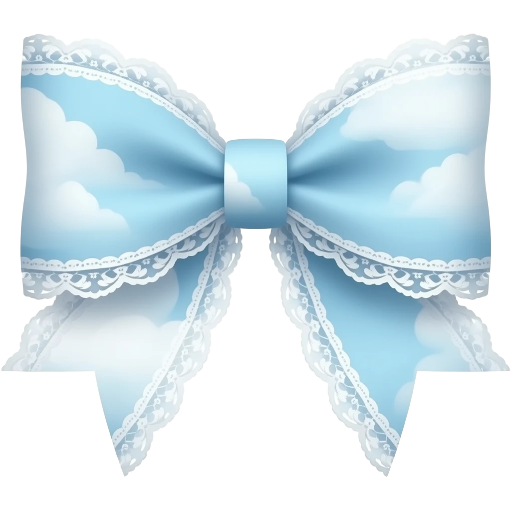 pastel blue and ombre white with cloudy pattern rococo style pattern on bow lace coquette bow emoji