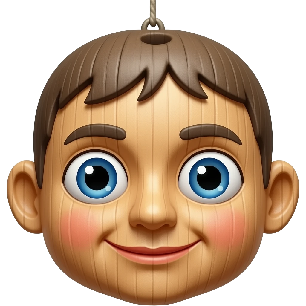 Puppet on a sting wooden emoji
