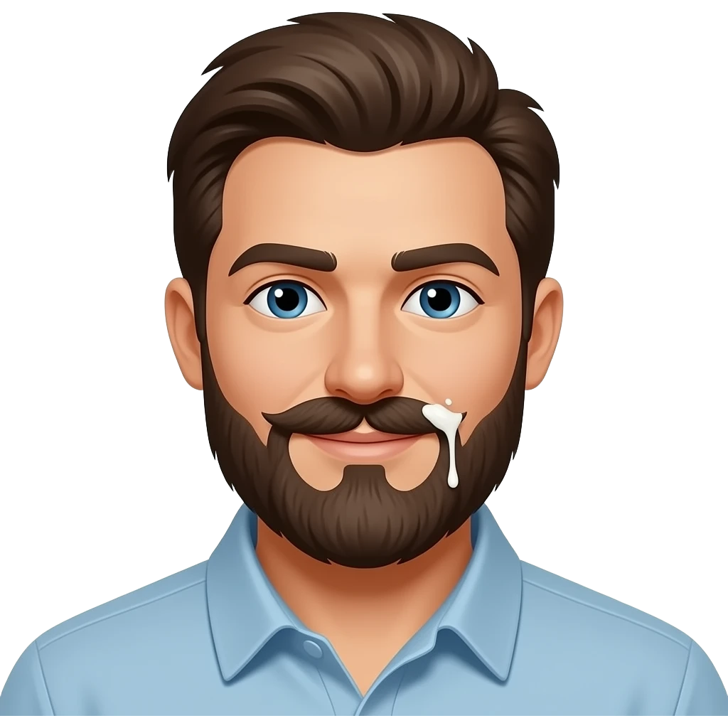 Milk moustache on a bearded man emoji