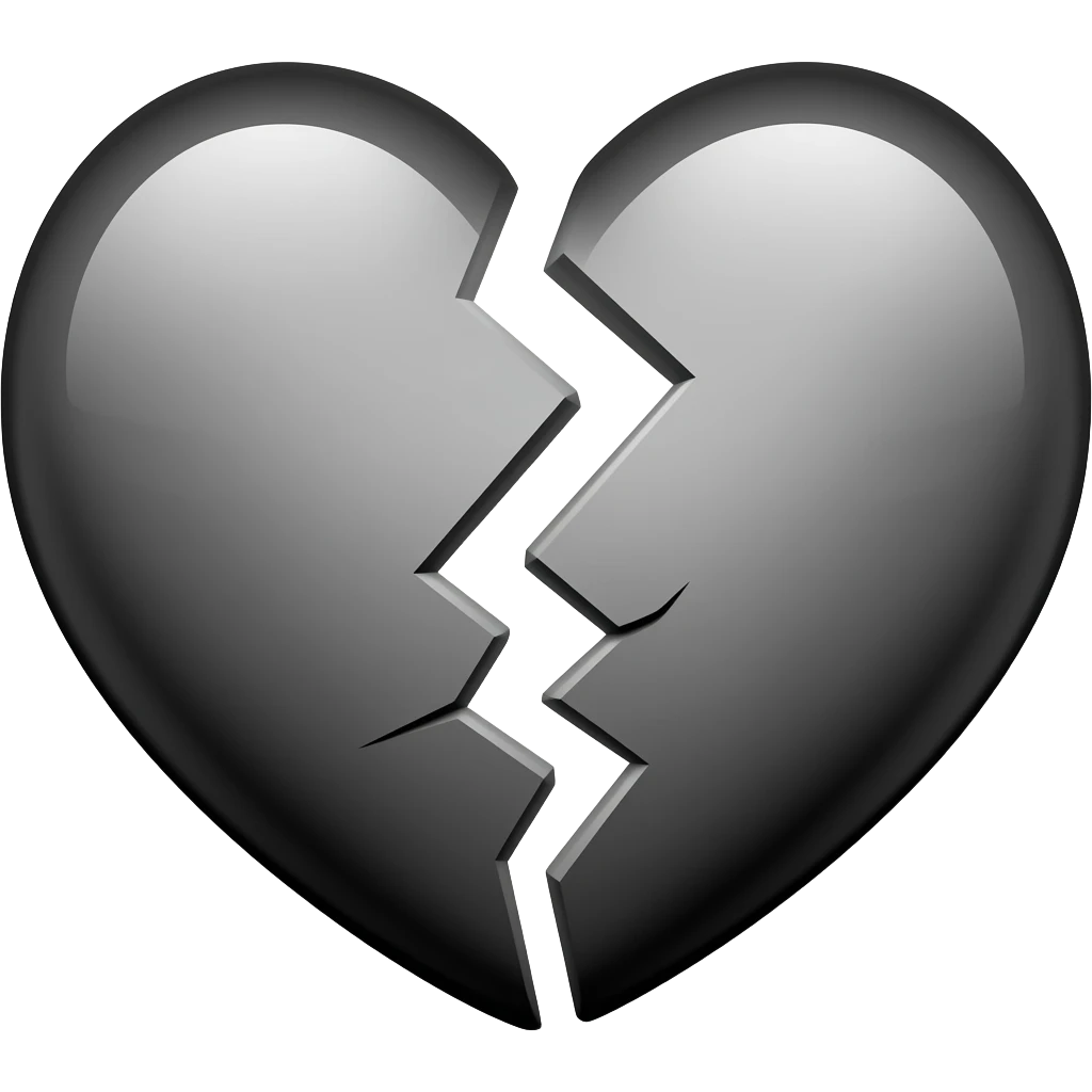 Black and white broken heart emoji