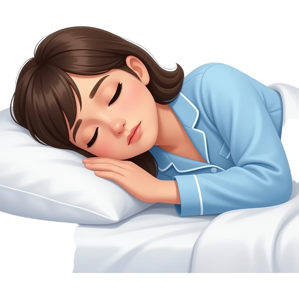 teenage girl in pjs in bed  laying down tired emoji