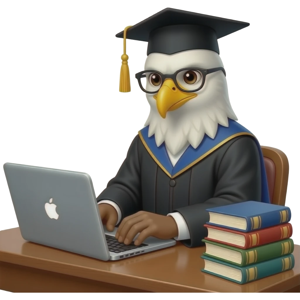 eagle professor typing emoji
