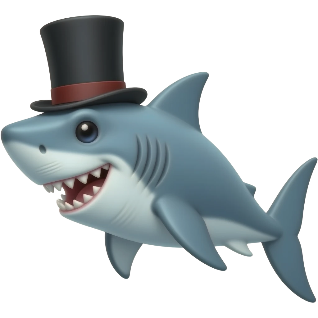 Shark with a top hat emoji