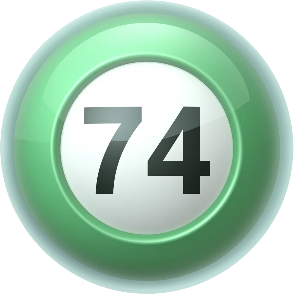 bola de bingo verde pastel con número 74 emoji