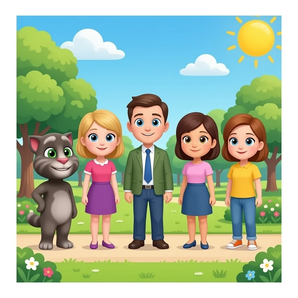 Go to meow Park okay Talking Tom and Angela and bem Talking Hank Talking Becca Talking Ginger emoji