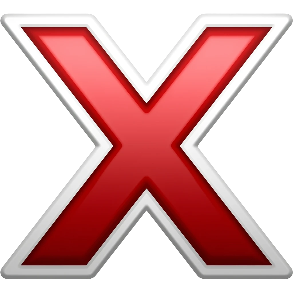 Simple and minimalistic sticker of red x, white outline emoji