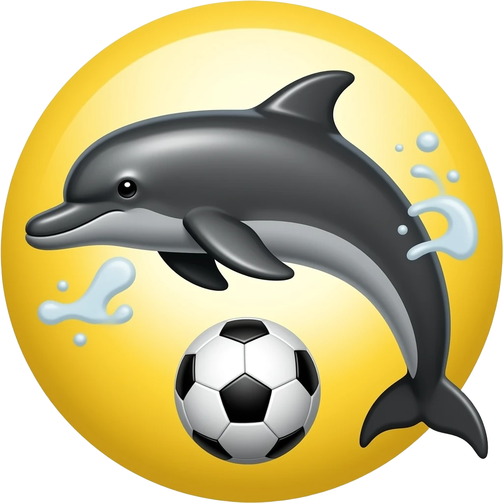 yelllow black dolphin circle wave soccerball emoji