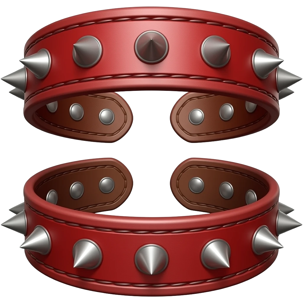 2 breite Rote Lederarmbänder mit Stacheln er emoji