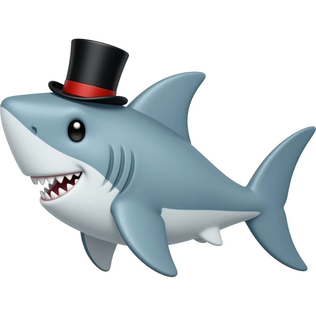 Shark with a top hat emoji