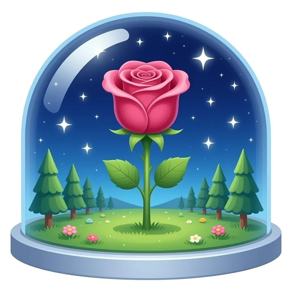 tall beautiful magic rose inside a magic dome emoji
