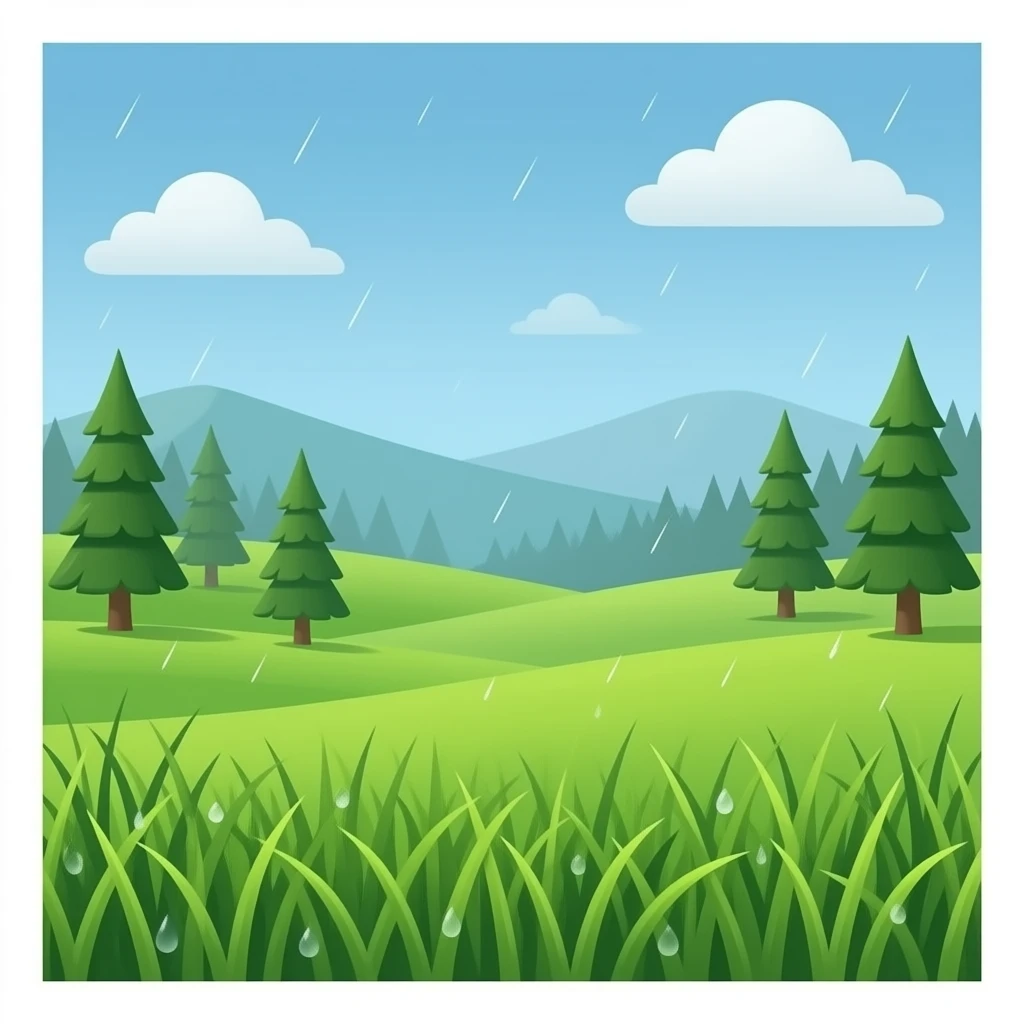 Raindrops on grass emoji
