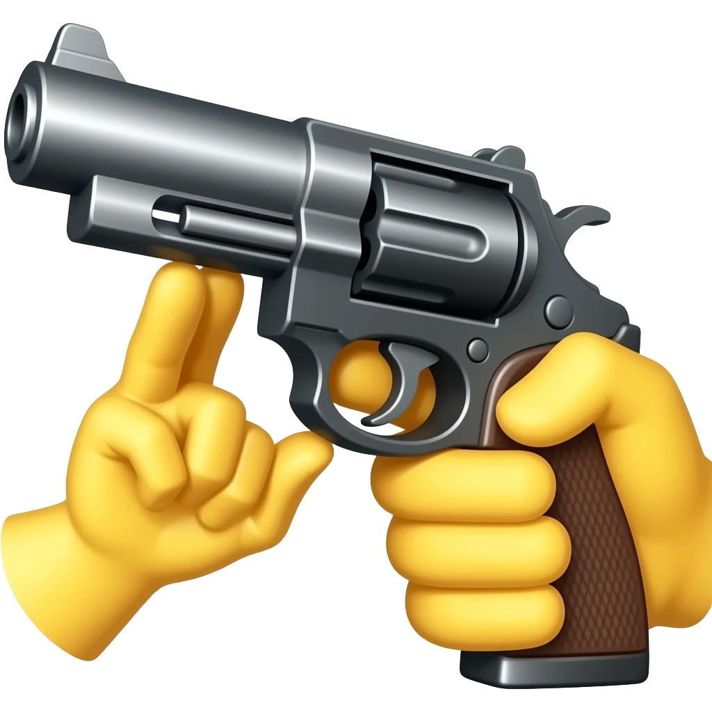 YELLOW HANDS aiming a BIG GUN , emoji style emoji