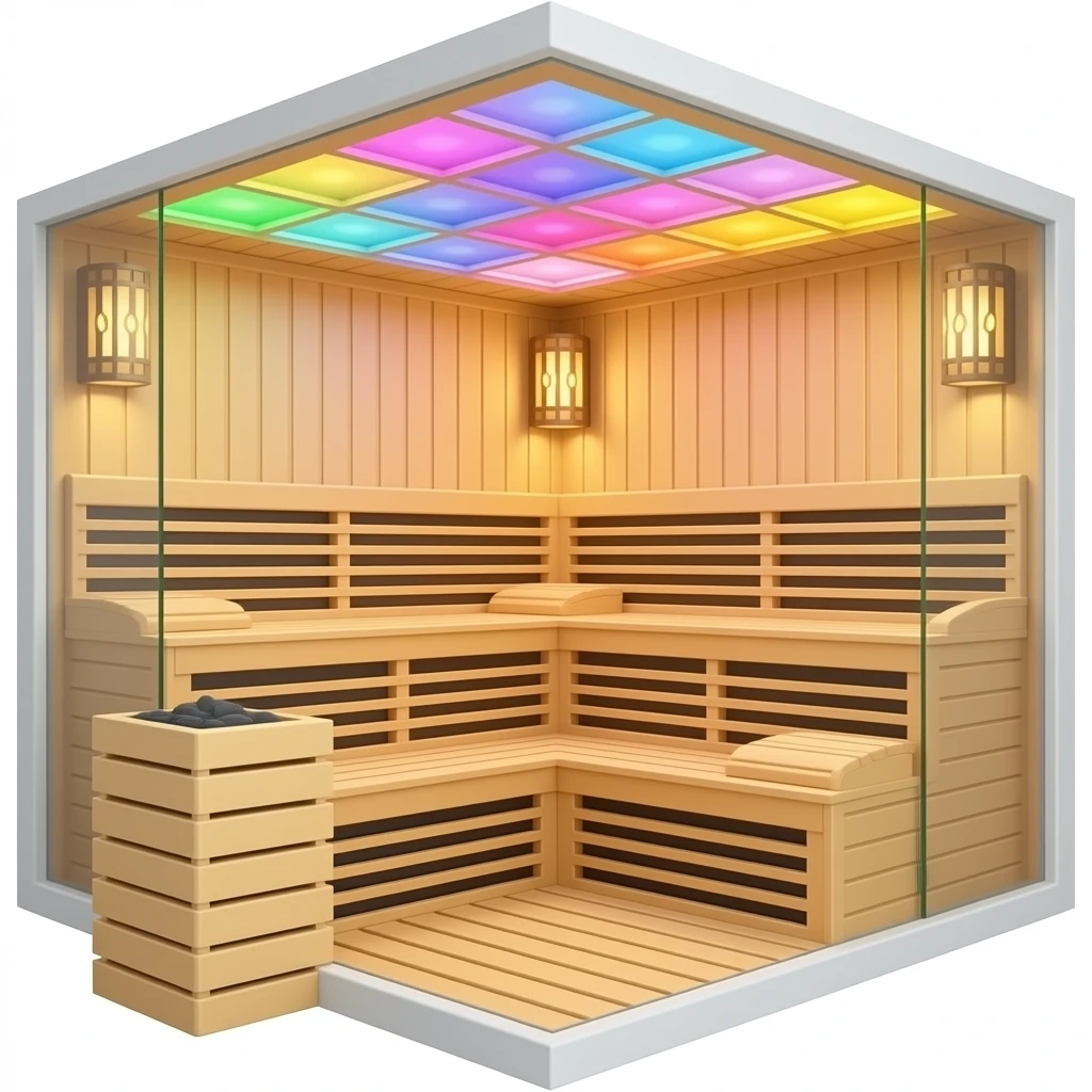 infrared sauna with chromotherapy on the ceiling emoji