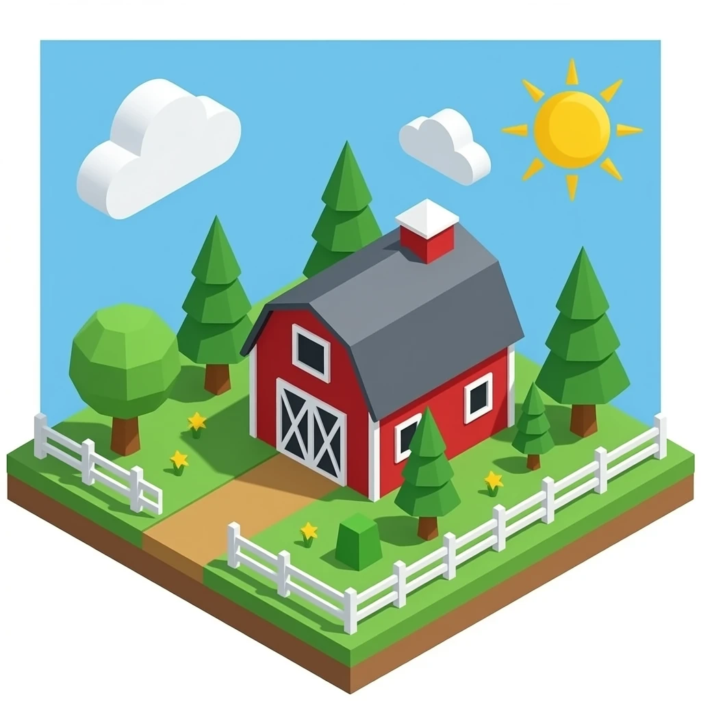 barn minimal isometric emoji