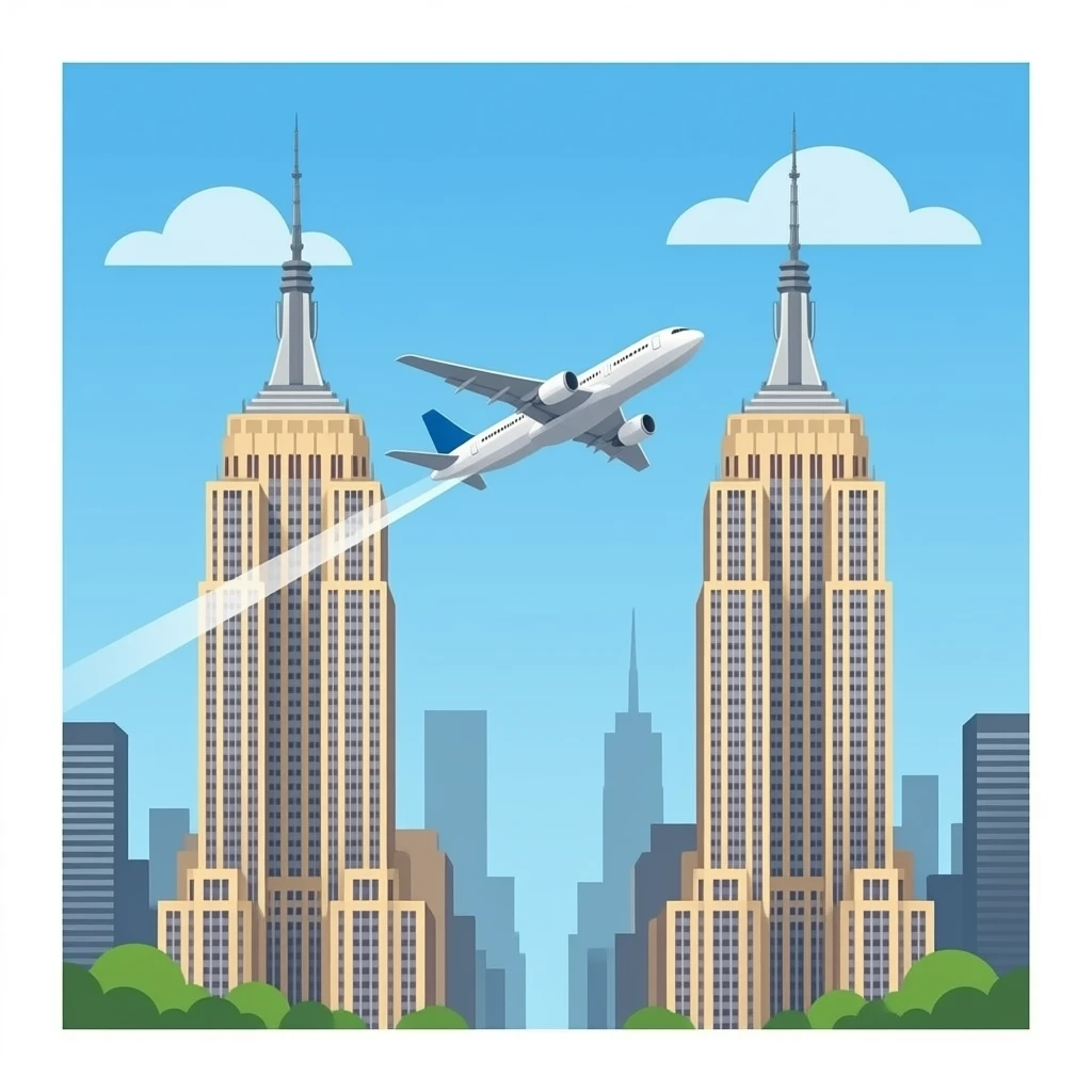Deux tour type New York avec un avions qui leur fonce dessus emoji