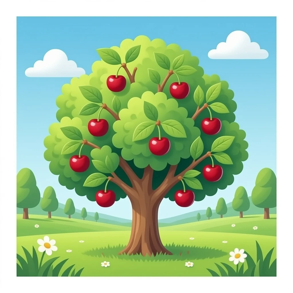 small, fresh early cherries on the tree in spring emoji