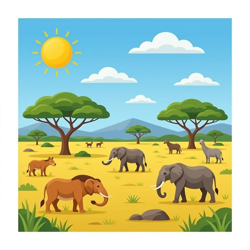 africa safari savanna with animals emoji