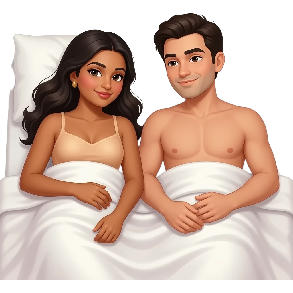 indian woman and white man naked in bed emoji
