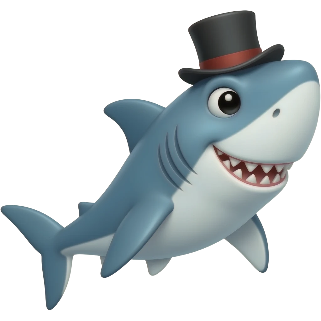 Shark with a top hat emoji