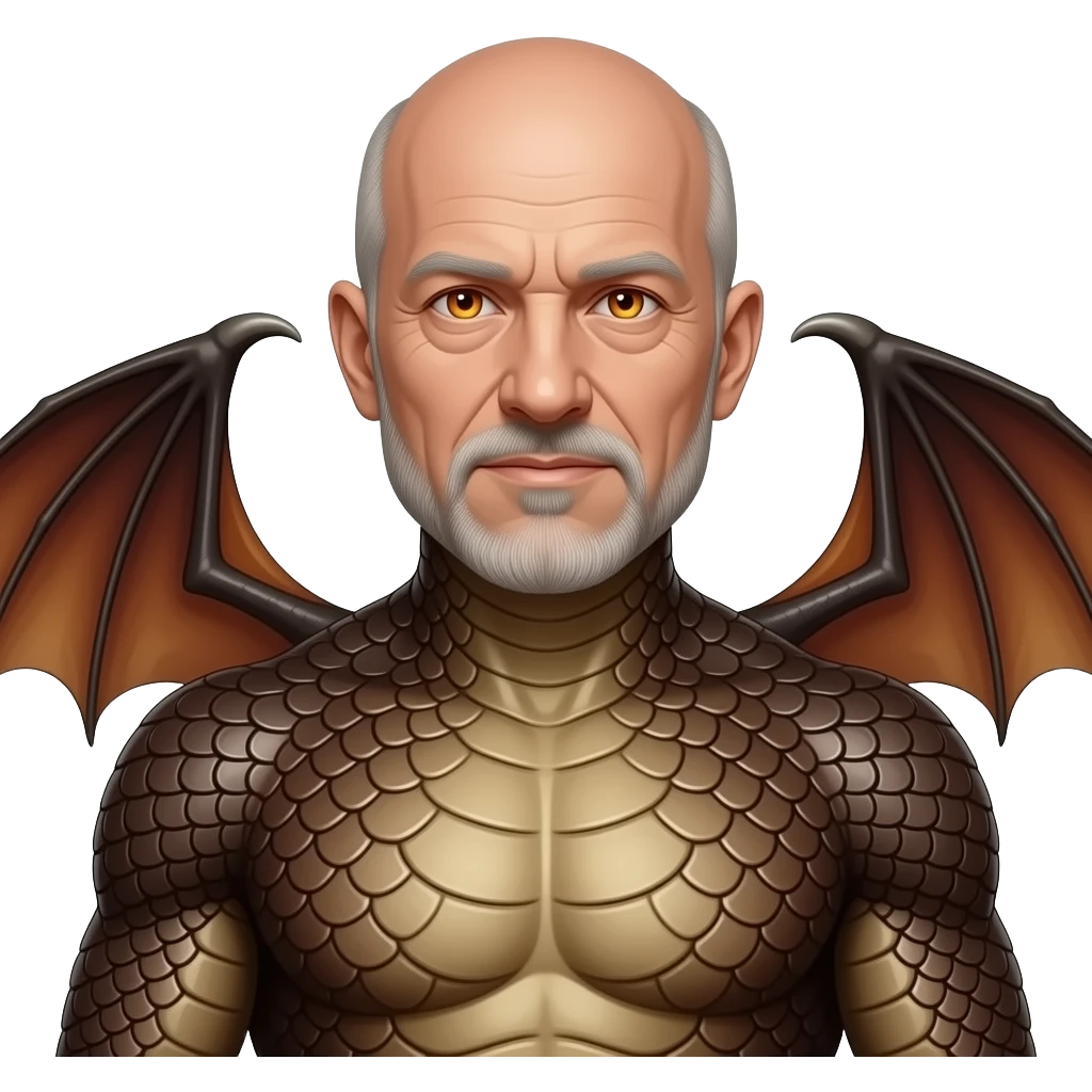 middle aged bald man who is part dragon emoji