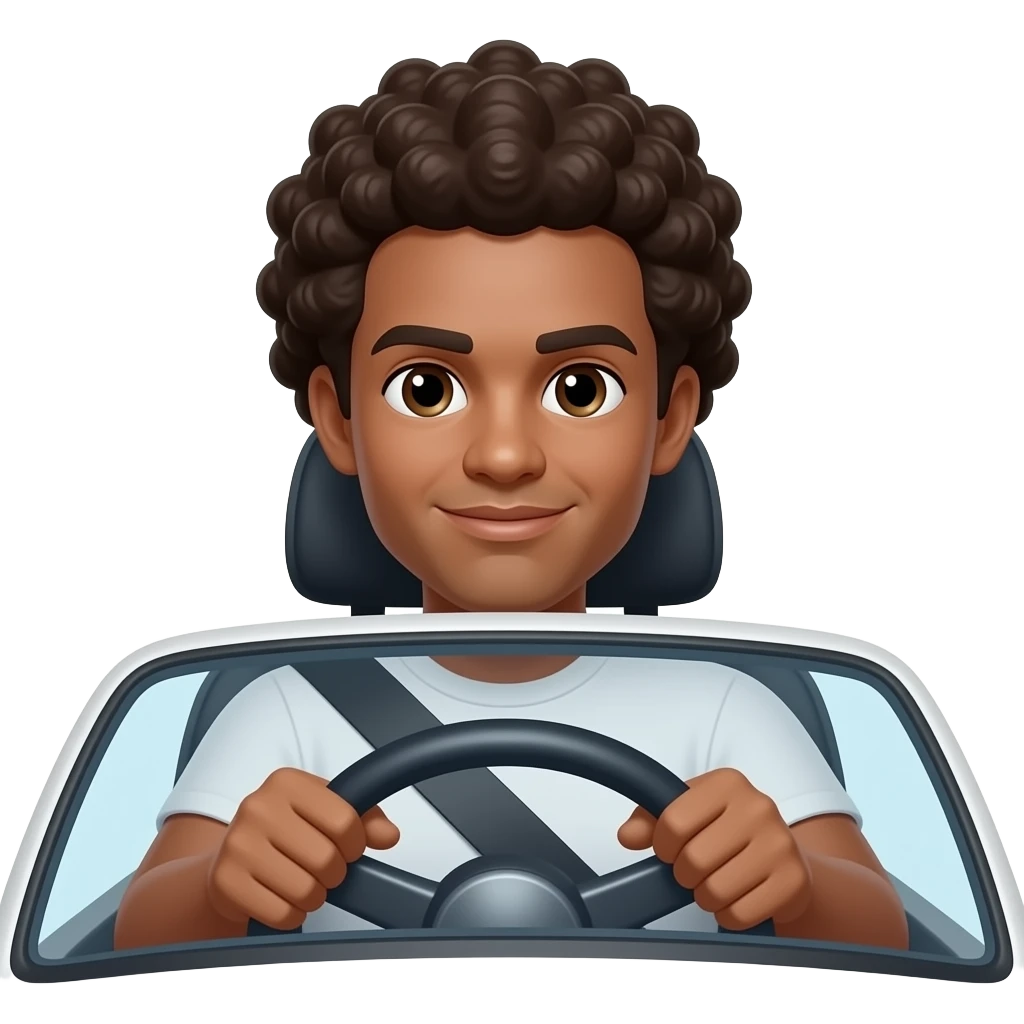 afro hairs man driver front view emoji | AI Emoji Generator