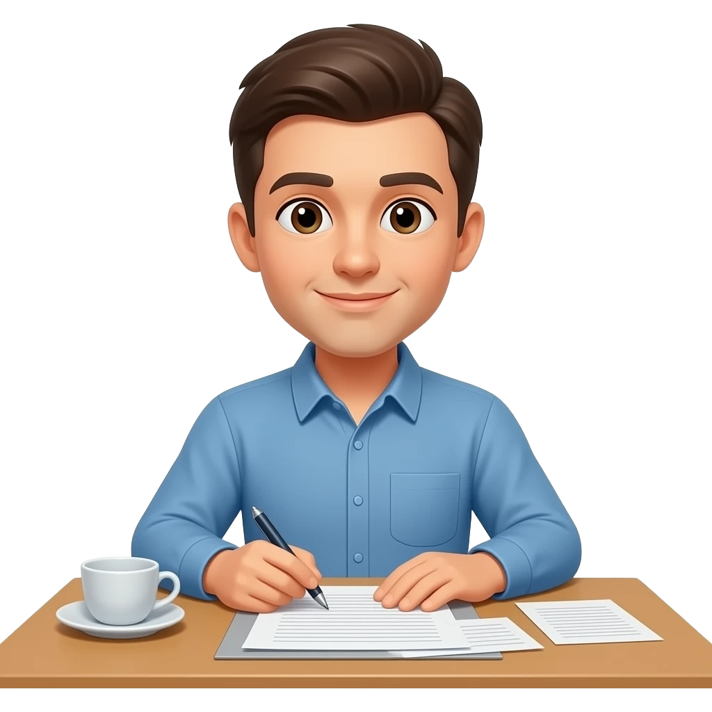 trabajar haciendo papeles en una mesa emoji
