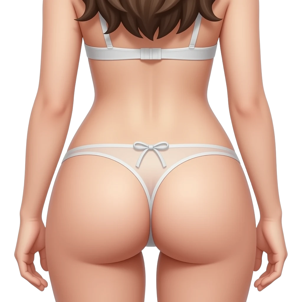 a girl seen from behind wearing small string panties with her buttocks exposed emoji