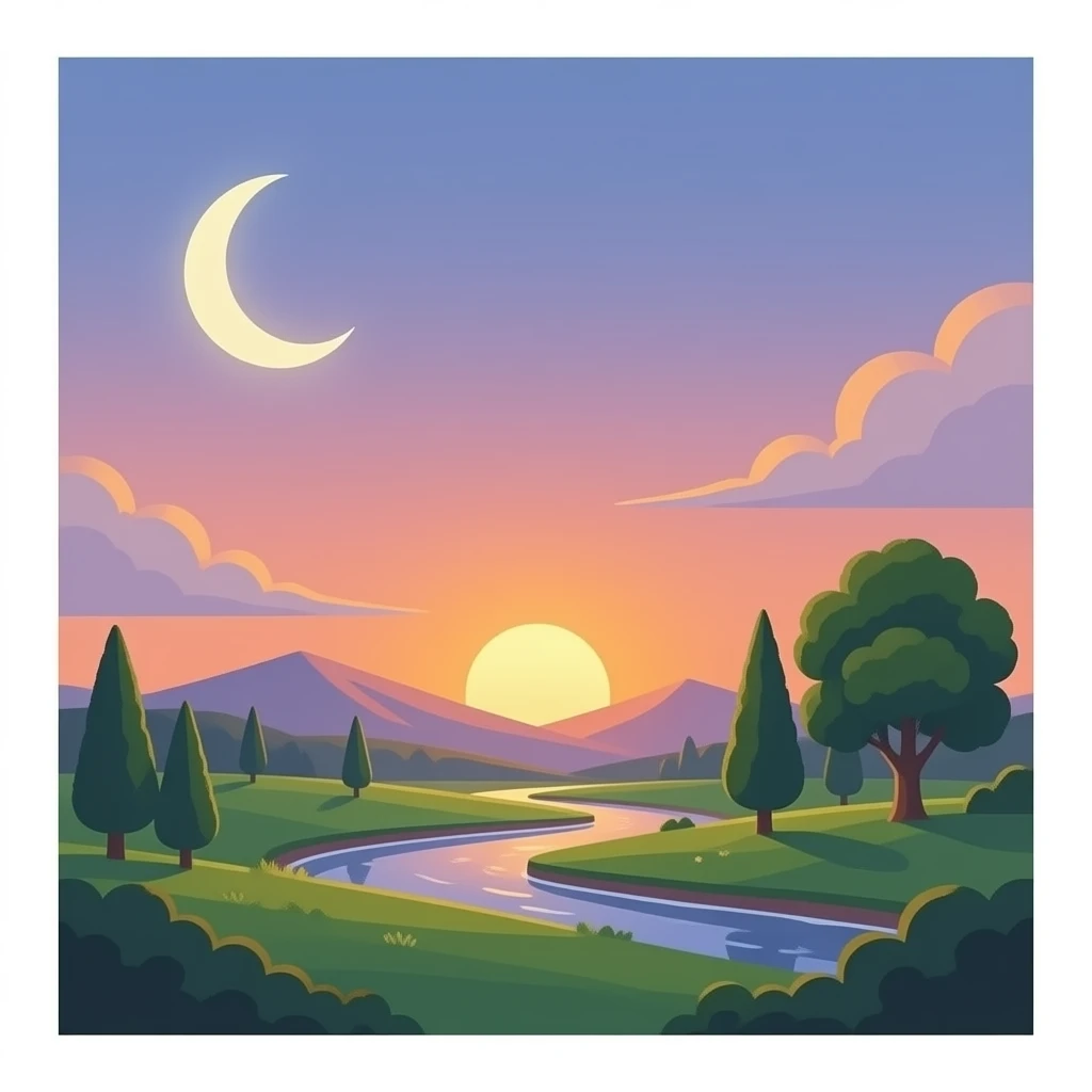 Sunset with crescent moon emoji