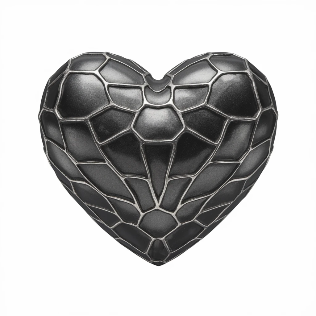 heart with a metallic black finish emoji