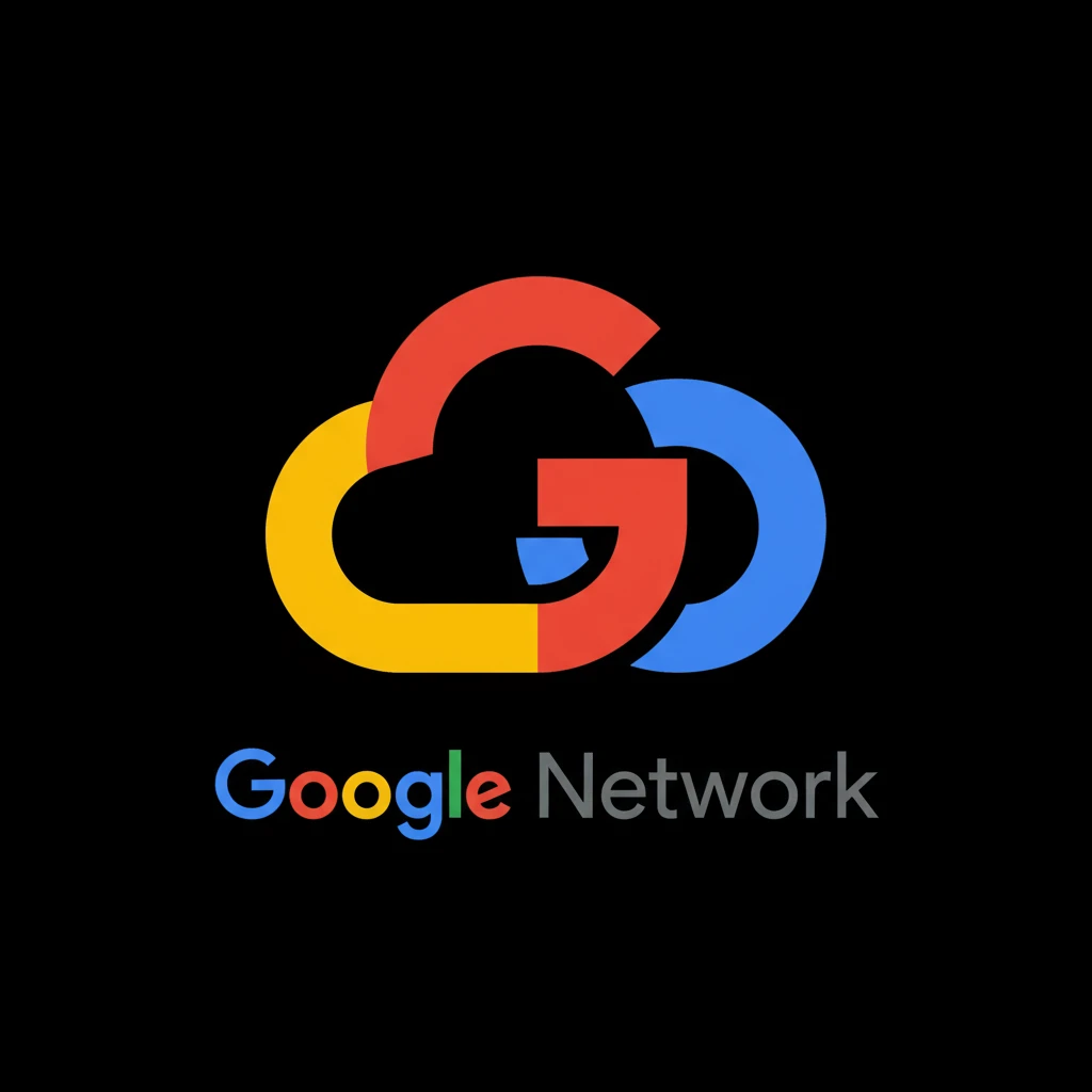Используя стилистику логотипов Google для поисковика и Cloud сервиса сгенерируй логотип для Google Network emoji