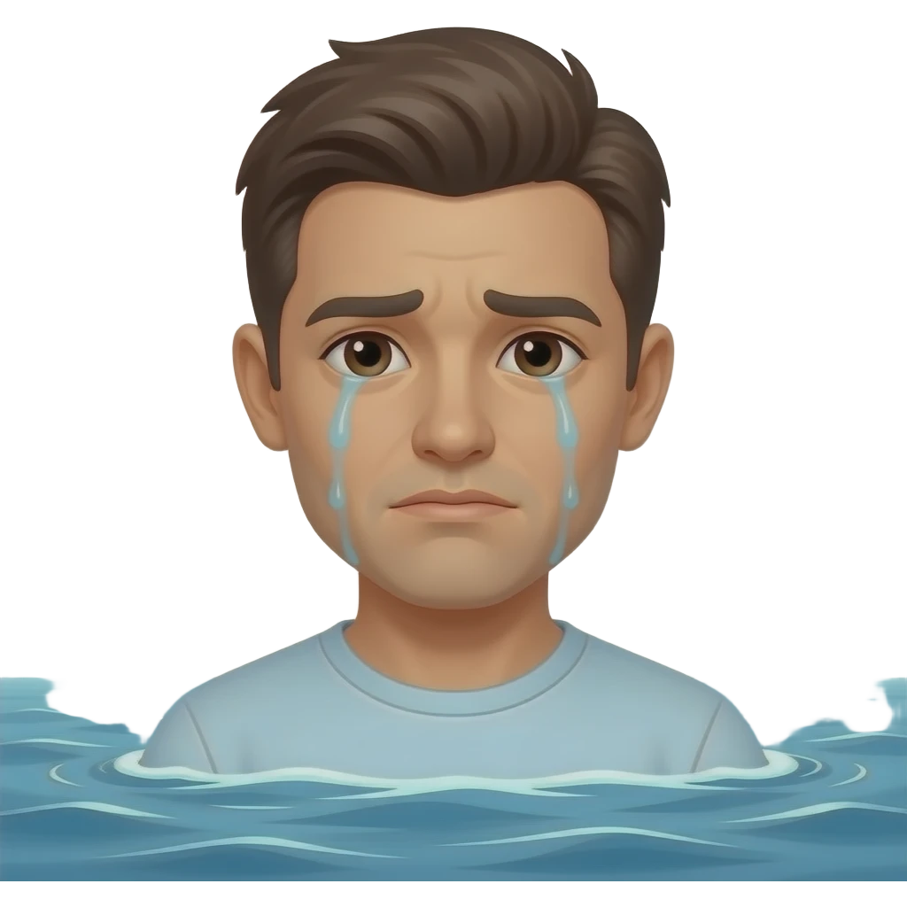 Emoji crying an ocean emoji