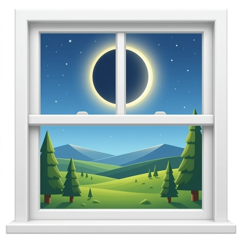 window view from bedroom at eclipse emoji