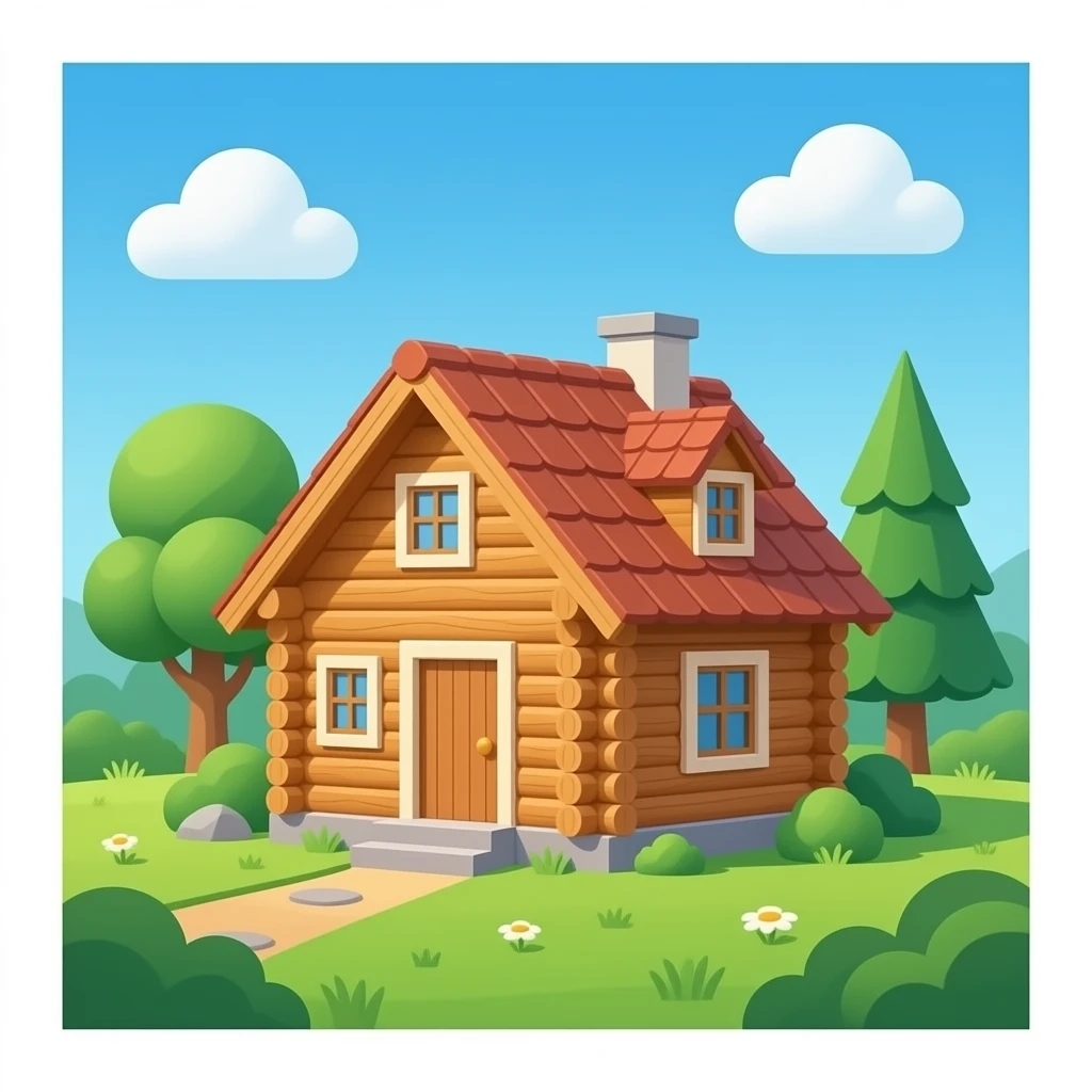 wood cottage house emoji