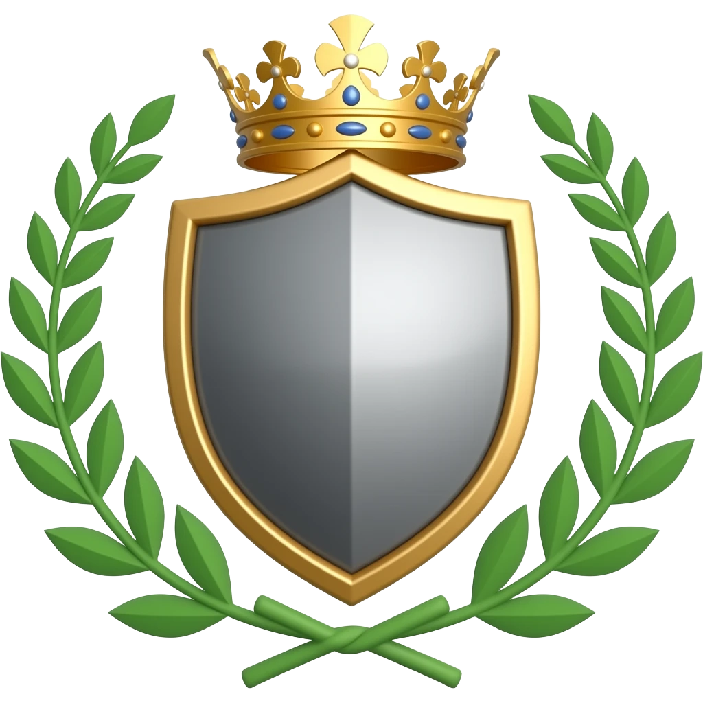 shield with a crown over it and a wreath surronding it emoji