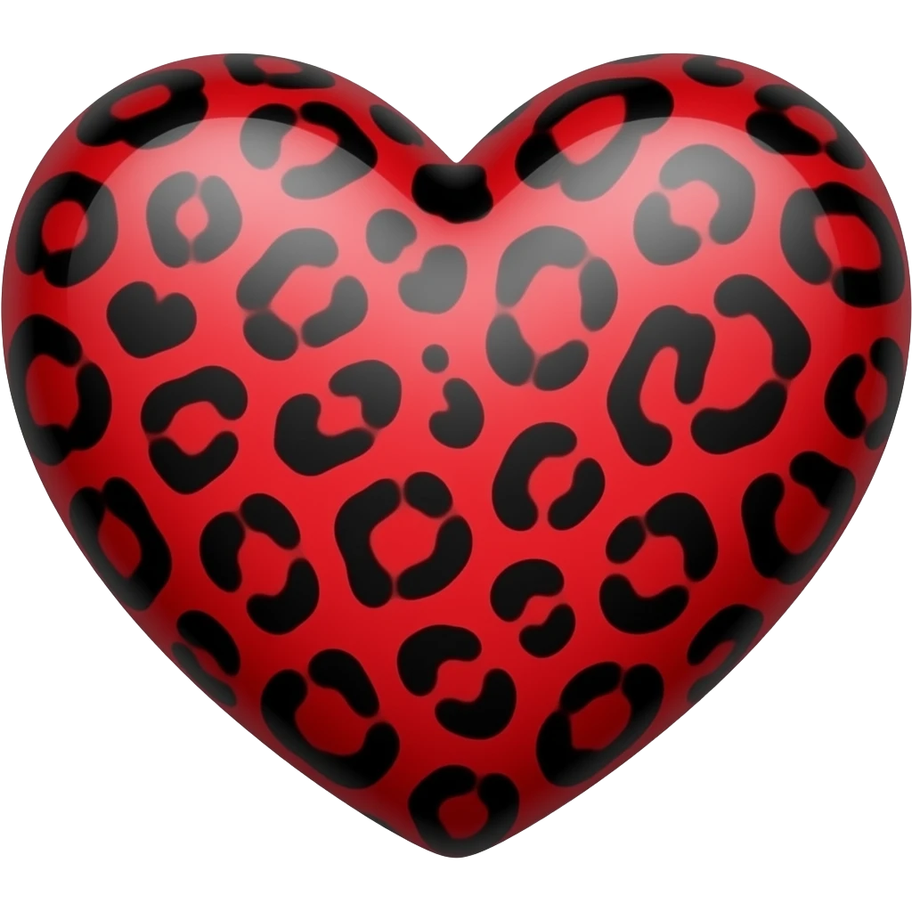Kırmızı desenli siyah leoparlı kalp emoji